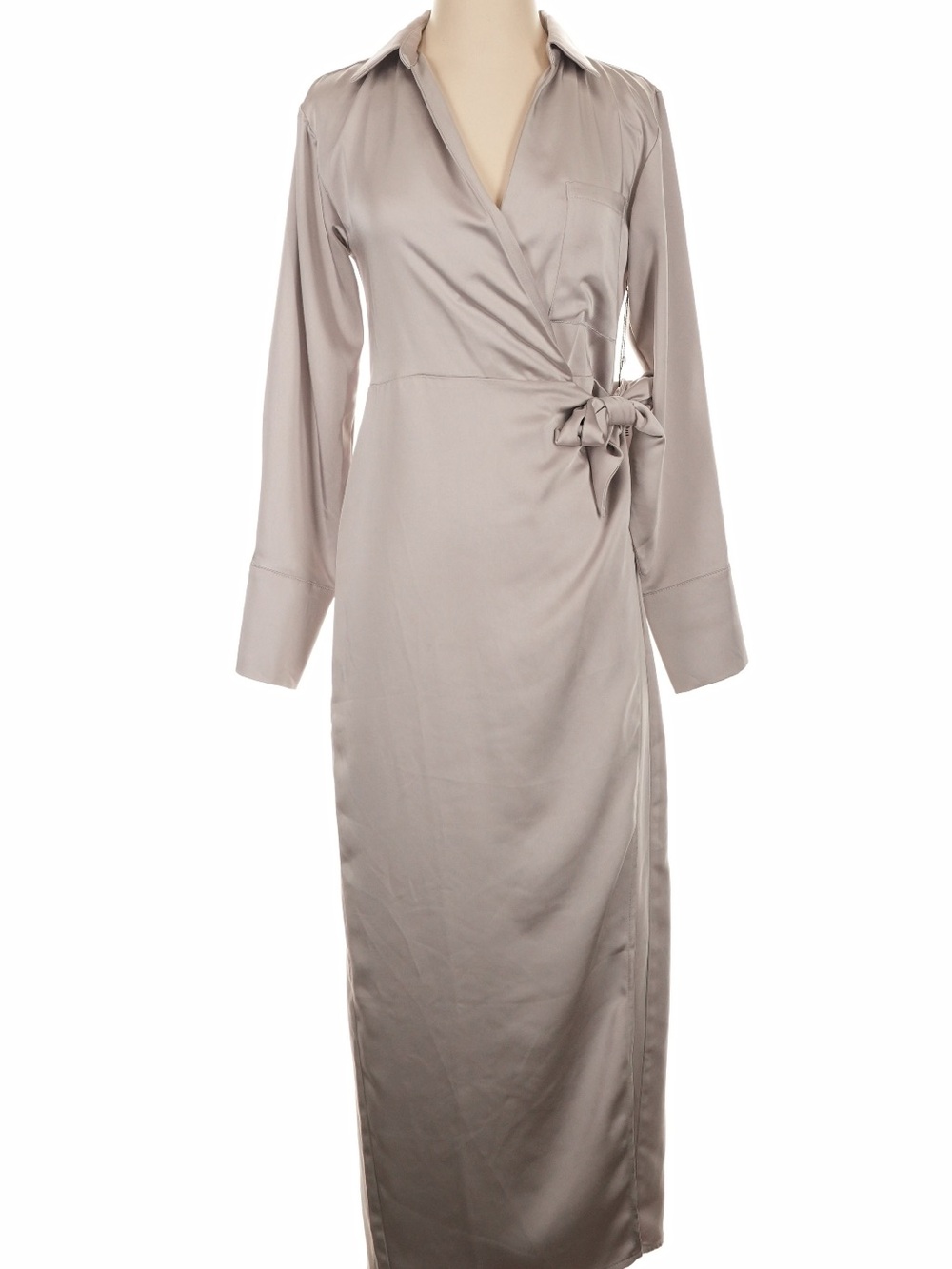 Jason Wu Taupe Long Sleeve Wrap-Style Midi Dress